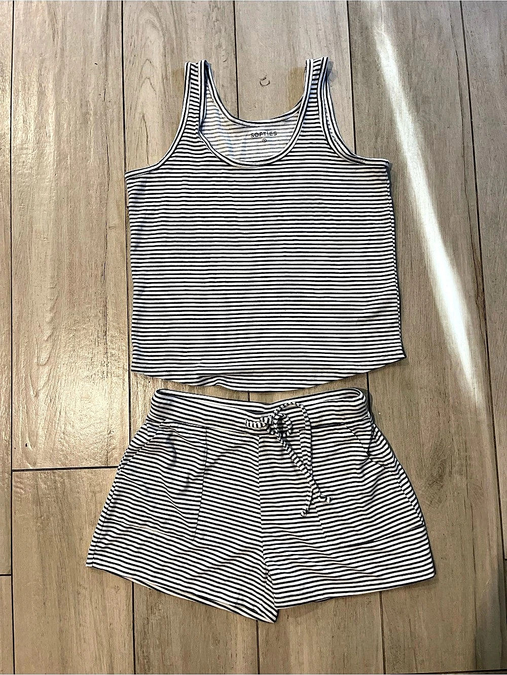 Softies Dream Jersey Tank Top with Shorts Set in Blue & White